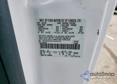 2000 Ford F150 Svt Lightning z USA, uszkodzony, nr VIN 2FTZF0737YCA97773